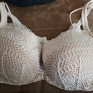 Cacique tan bra with lace overlay